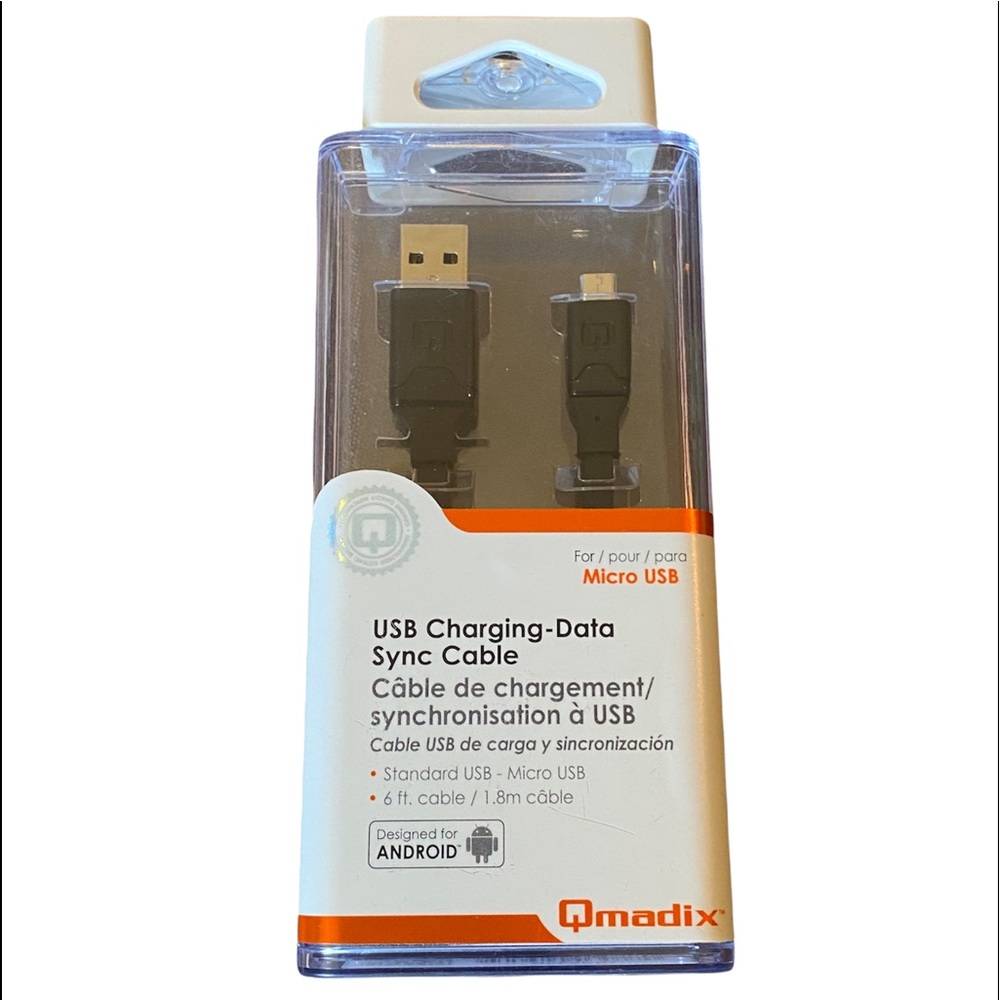 Qmadix (QM - PDMI) 6Ft Charge & Sync Data Cable for Micro USB Devices - Black